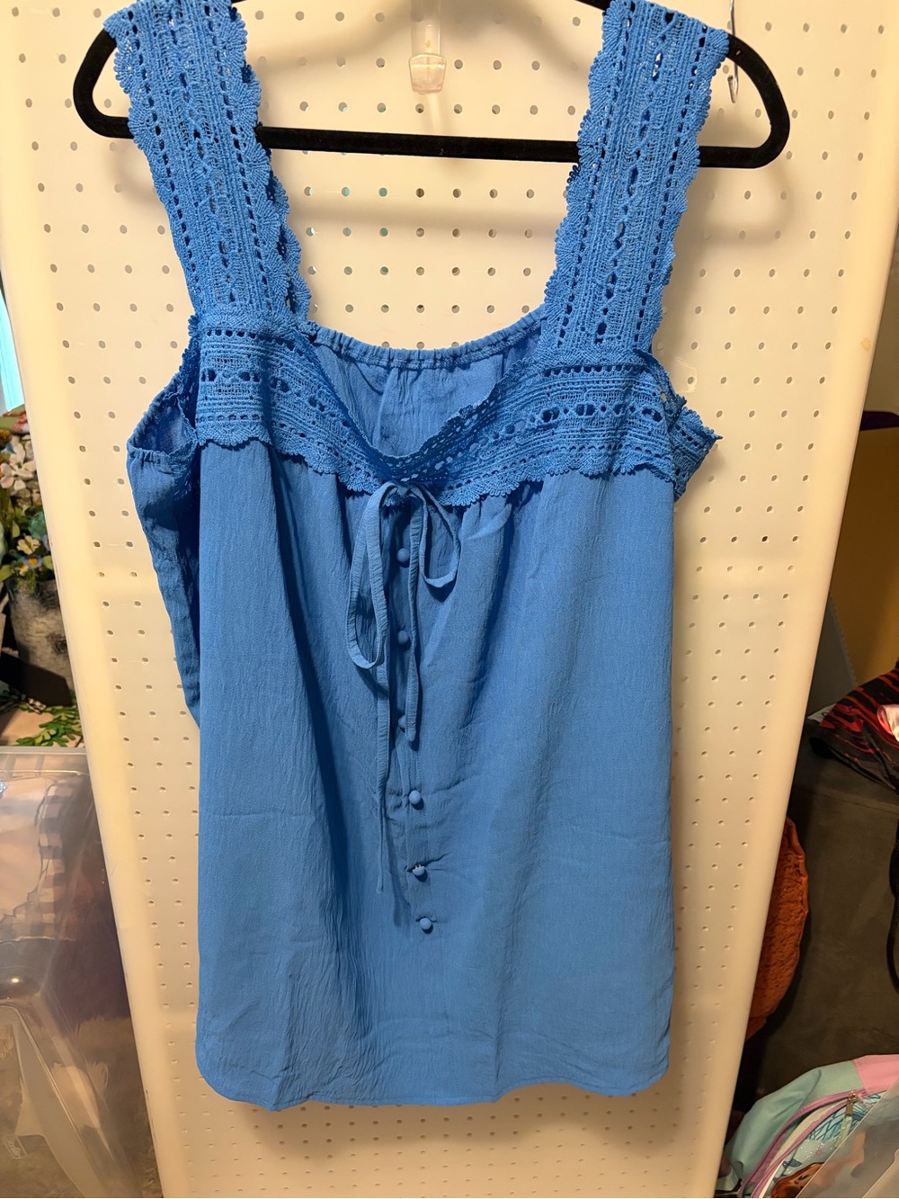 Women's Crochet-Trim Blue Tie-Front Camisole